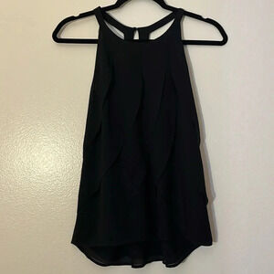 Naked Zebra | Sheer overlay halter style dressy black tank top Size S women’s